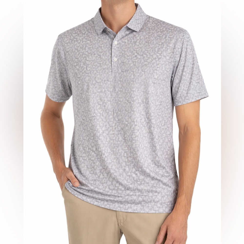 NWOT Hickey Freeman Grey & White Pattern Golf Polo Shirt Size: Medium